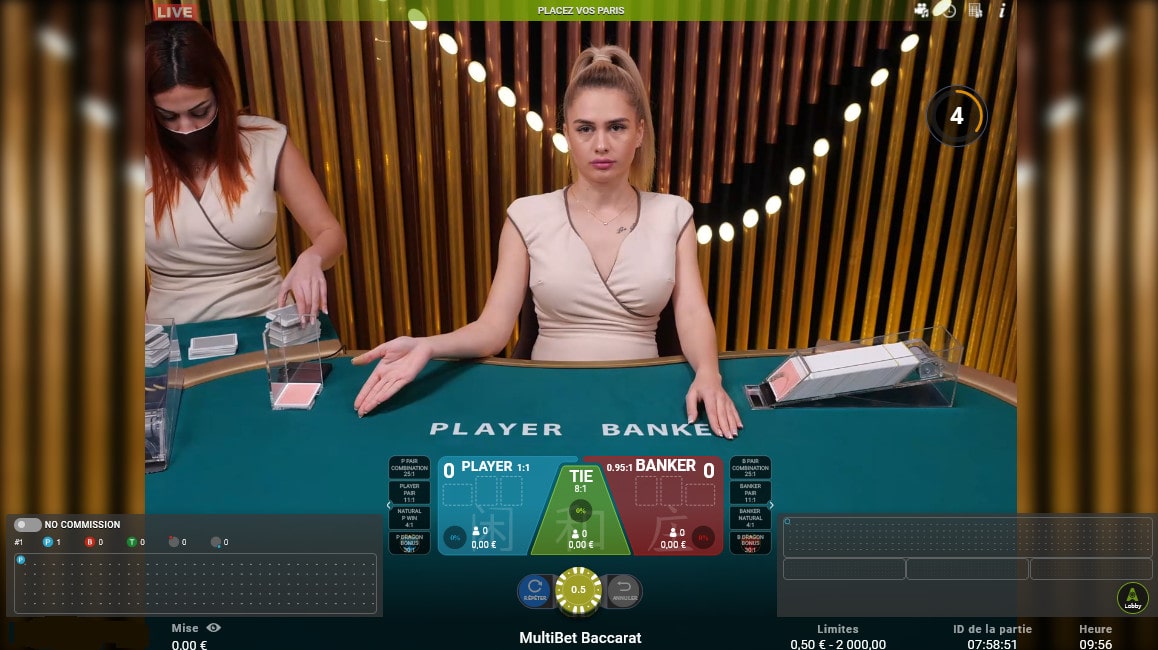 La table Multibet Baccarat d'Authentic Gaming est filmée en direct de studio