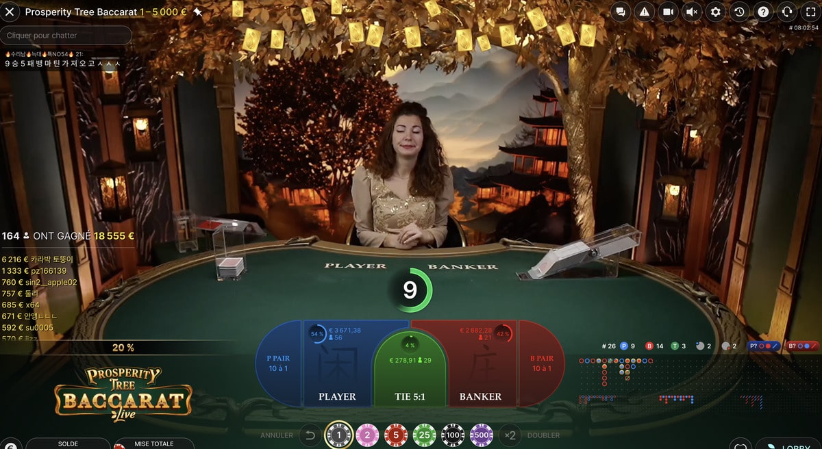 Croupier en direct Prosperity Tree Baccarat