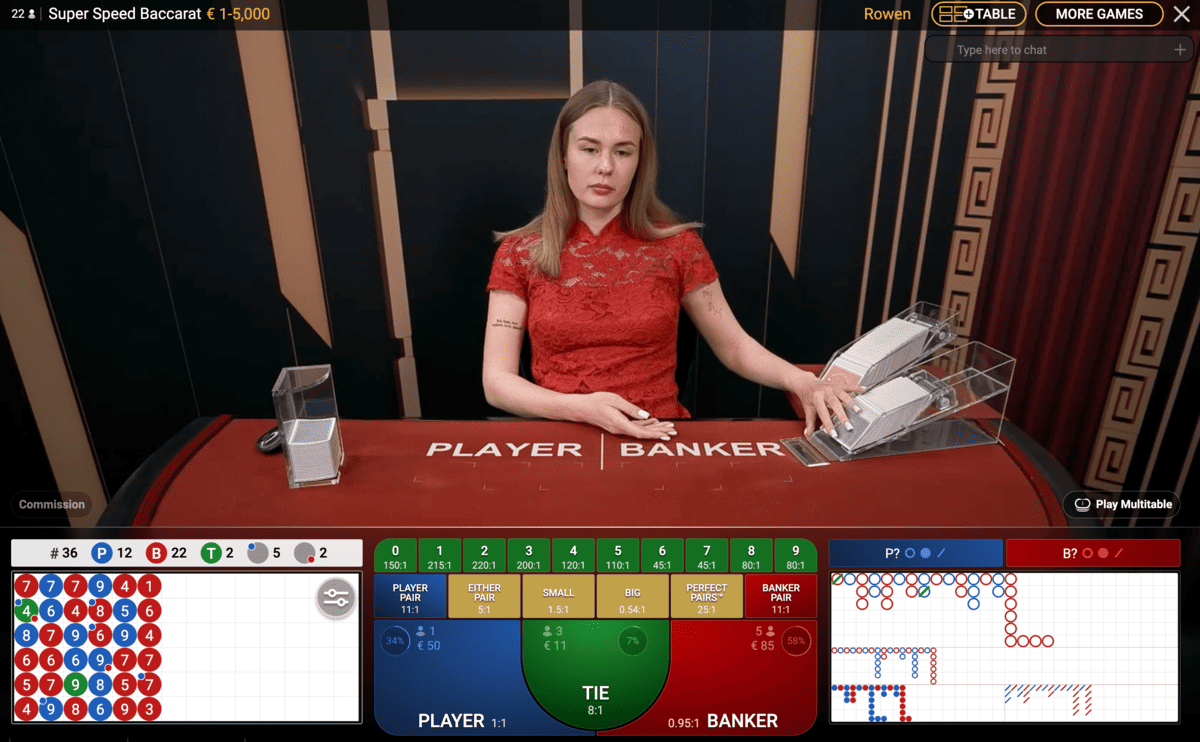 Croupiere SuperSpeed Baccarat Croupiere sur la table Super Speed Baccarat de Playtech